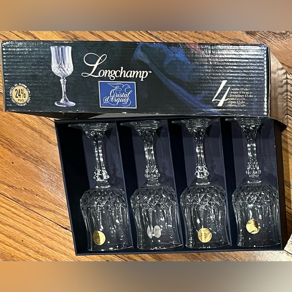 NIB Vintage Cristal D’arques Wine Glass (4)